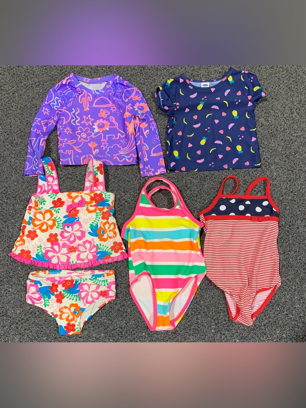 Bundle of size girls 18 and 18/24 month swimsuits and rash guards